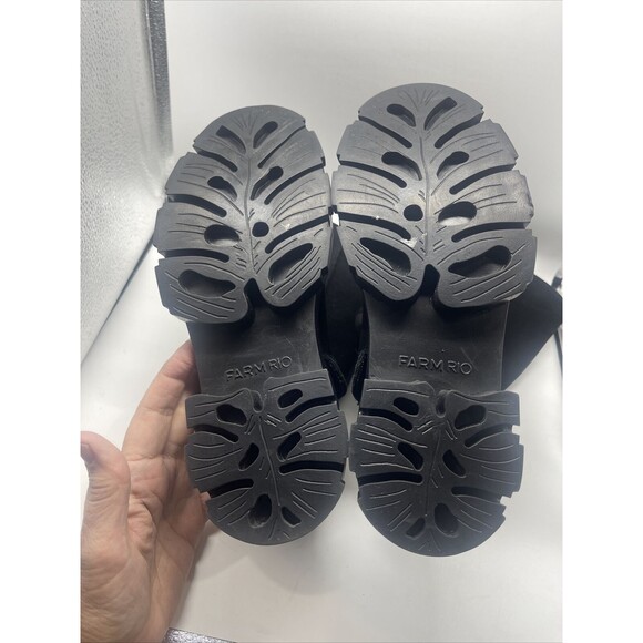 Farm Rio Back Embrodery Ribbon Black Suede Tall Boots Sz 6 New W/O Tags - Picture 7 of 11